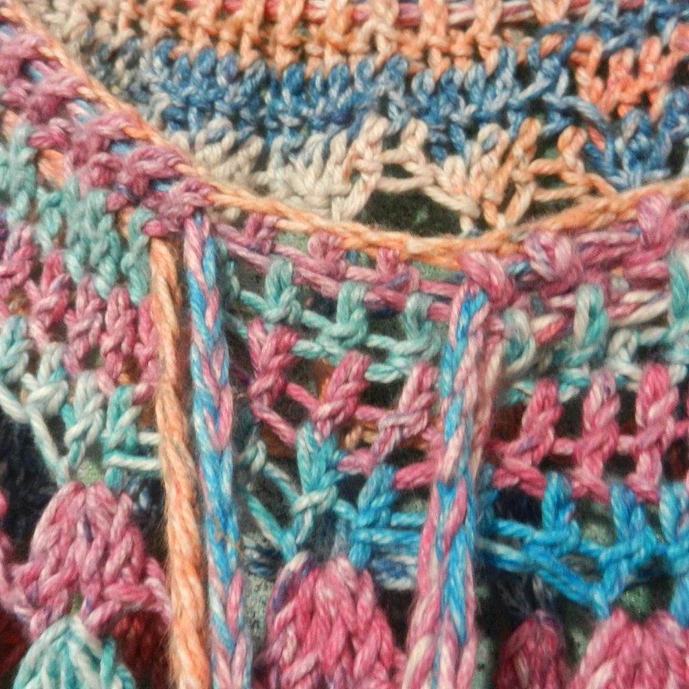 OOAK crochet boho mermaid skirt swim coverup custom handcrafted rose teal citrus - Picture 9 of 16